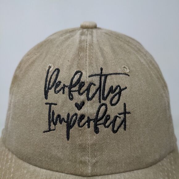 YF Women's Perfectly Imperfect Slideback Hat Tan Embroidered Logo - Picture 4 of 10